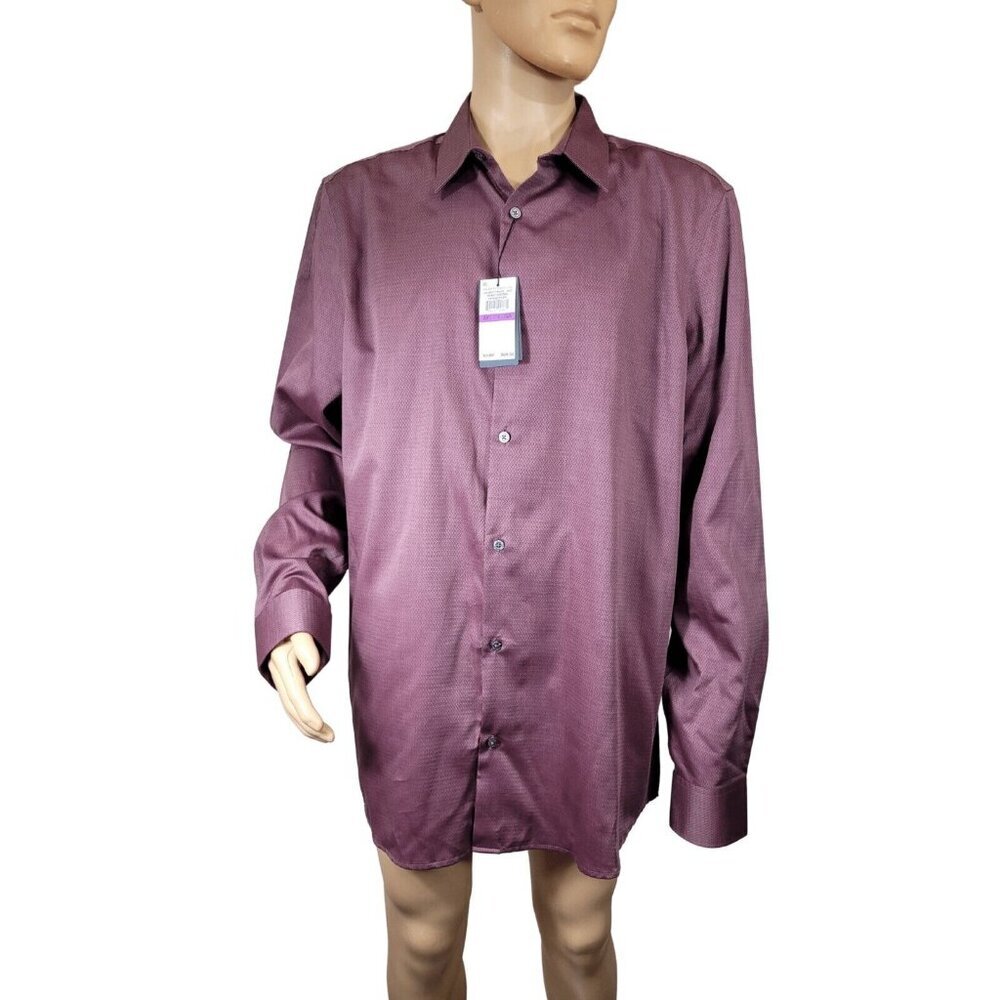 Perry Ellis Mens Shirt Size 2XLT Tall Button Up Long Sleeve casual Slim Fit (32